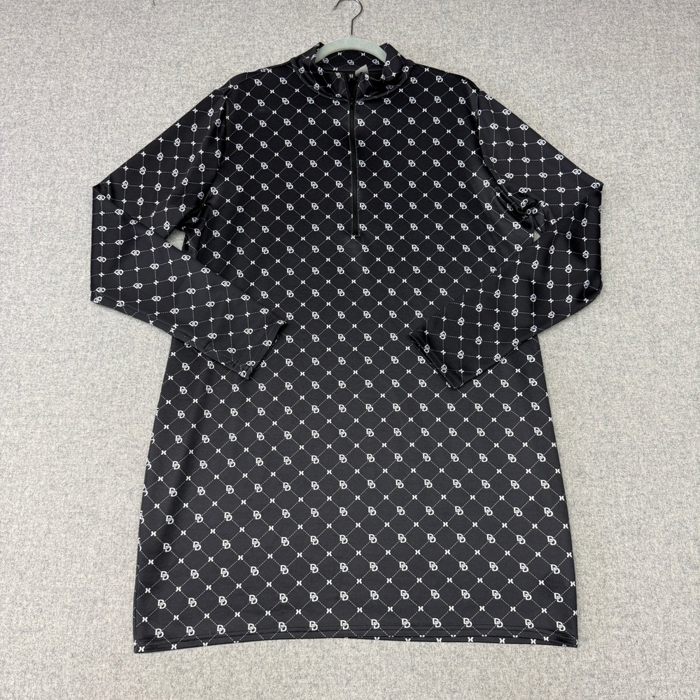 H&M Divided | Quarter Zip Monogram Dress | 3XL | Black White | Mock Neck Stretch
